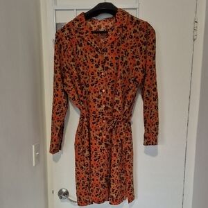 Chic Long Sleeve Animal Print Dress